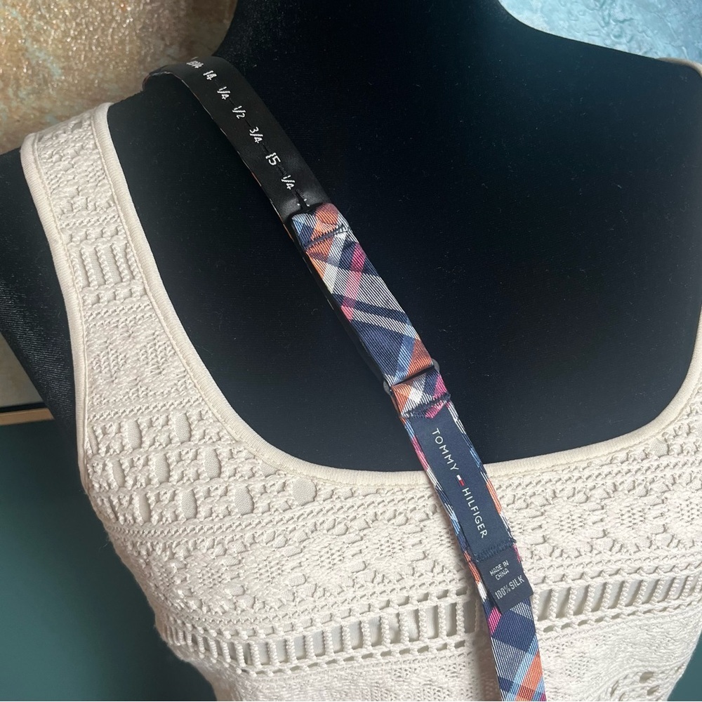 Tommy Hilfiger Plaid Self-Tie Bow Tie - Picture 4 of 5